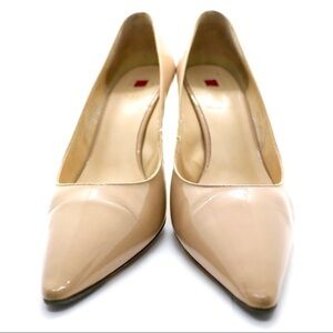 Hogl Patent Leather Stiletto Pointy Toes Shoes Nude Size US 8.5 UK6 Wedding
